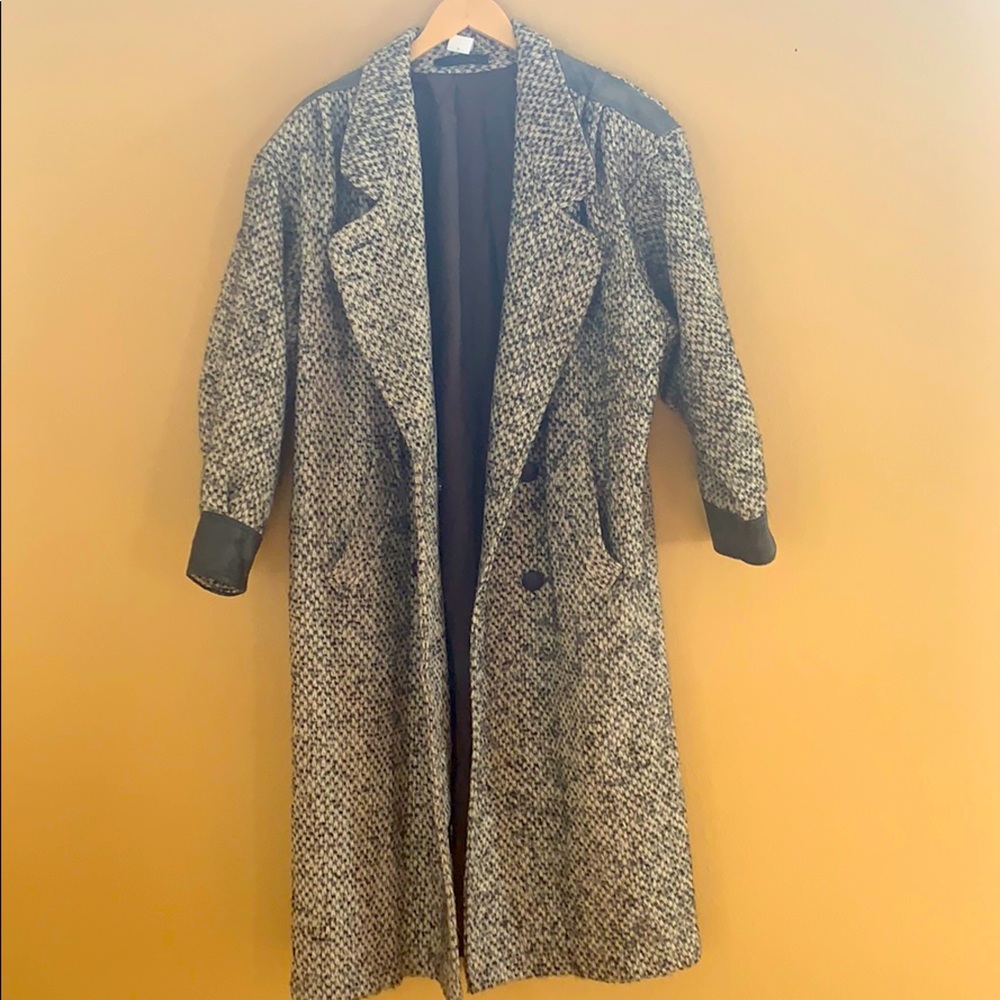 Vintage Heavyweight Tweed and Leather Trench